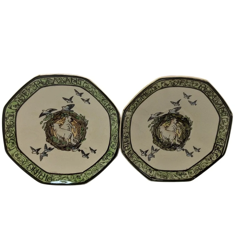 Antique Royal Doulton Saucerers Piping Songs Of Pleasant Glee Set‎ of Two SEE